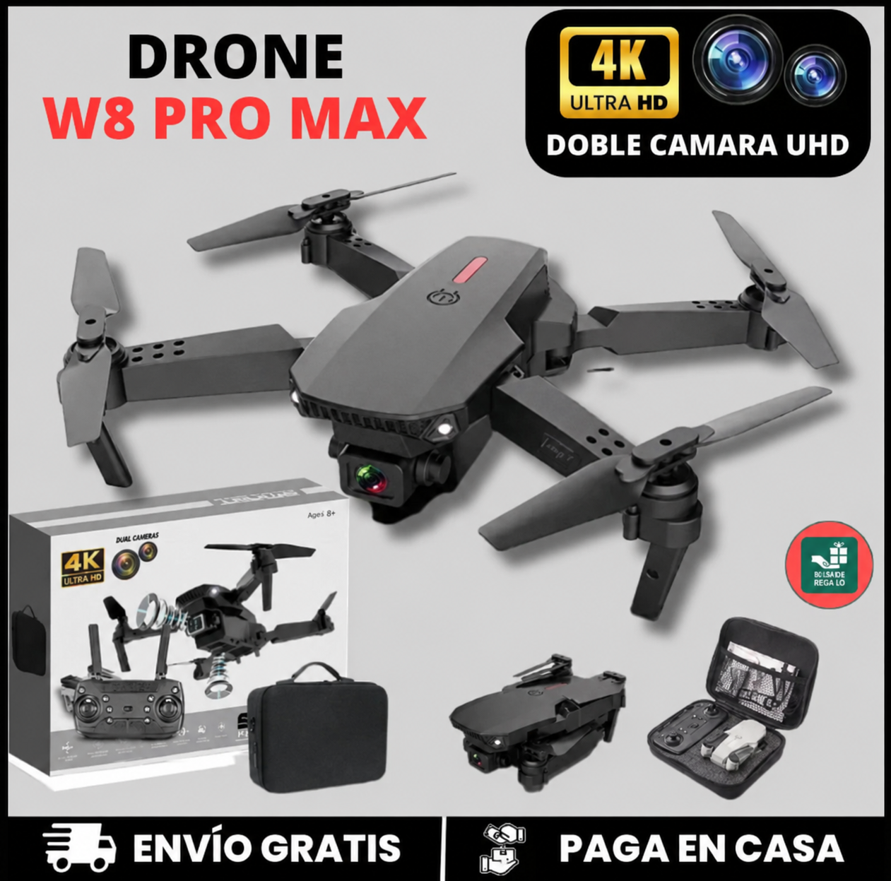 NUEVO DRONE W8 PRO MAX 2025 CON INTELIGENCIA ARTIFICIAL + ESTUCHE DE REGALO ✅🎁